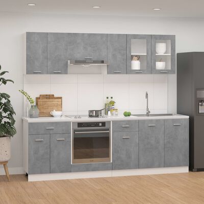 vidaXL 8-dijelni set kuhinjskih ormarića siva boja betona od iverice