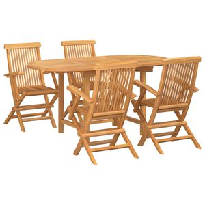 vidaXL Vrtni set za objed 5 kom. Smeđa Čvrsto teak drvo