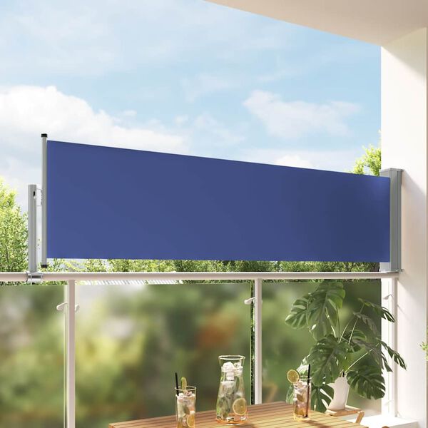 vidaXL Uvlačiva bočna tenda za terasu 80 x 300 cm plava