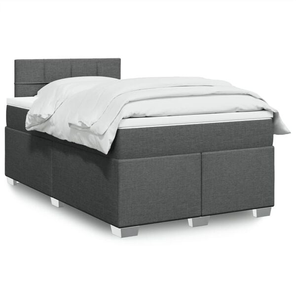 vidaXL Krevet box spring s madracem tamnosivi 120 x 190 cm tkanina