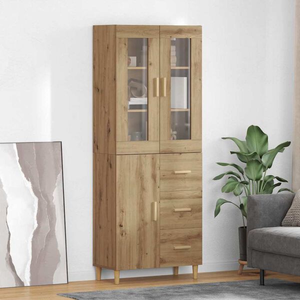 vidaXL Highboard Umjetnički hrast 69,5 x 34 x 180 cm Konstruirano drvo