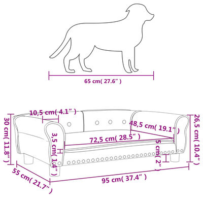 vidaXL Krevet za pse krem 95 x 55 x 30 cm od umjetne kože