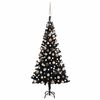 vidaXL Umjetno osvijetljeno božićno drvce s kuglicama crno 120 cm PVC