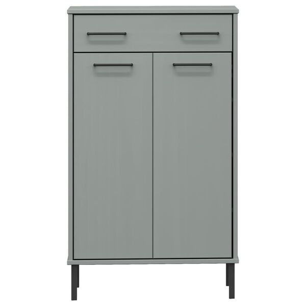 vidaXL Stalak za cipele s metalnim nogama sivi masivna borovina OSLO