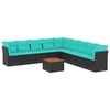 vidaXL 10-dijelni set vrtnih sofa od poliratana s jastucima crni
