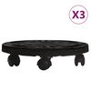 vidaXL Kolica za biljke s kotačima 3 kom promjer 30 cm crna 170 kg