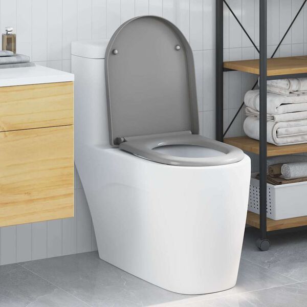 vidaXL Sjedalo za wc s brzim zatvaranjem Siva 46.2 x 36 x 4.3 cm
