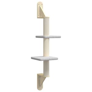 vidaXL Zidna penjalica za mačke sa stupom za grebanje siva 108 cm