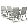 vidaXL Vrtni blagovaonski set od 5 dijelova (150-200) x 100 cm, masivno drvo akacije, sive boje