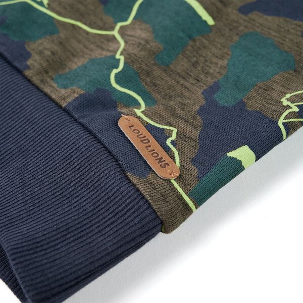 Dječja topla majica tamna kaki prošarana 128