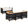 vidaXL 6-dijelni set vrtnih sofa s jastucima crni od poliratana