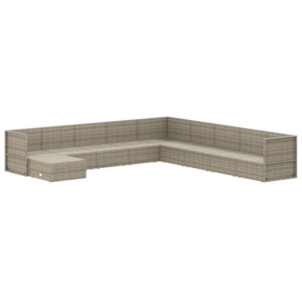 vidaXL 10-dijelna vrtna garnitura od poliratana s jastucima siva