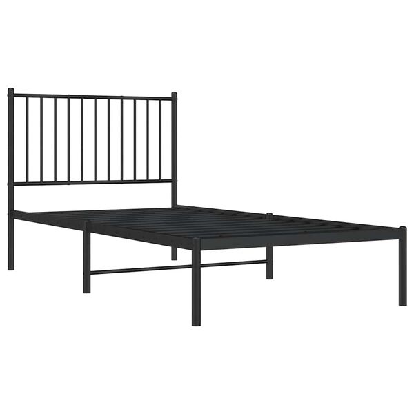 vidaXL Metalni okvir za krevet s uzglavljem crni 90x190 cm