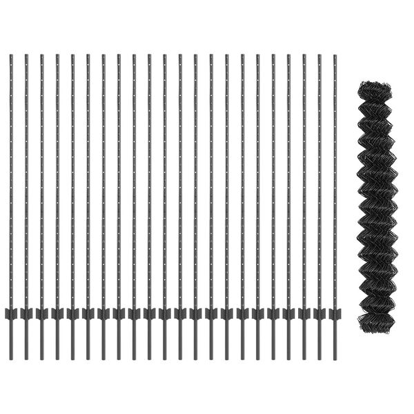 vidaXL Ograda s postovima Siva 1,6 x 25 m Čelik i PVC
