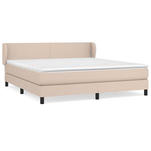 vidaXL Krevet box spring s madracem cappuccino 180x200 cm umjetna koža