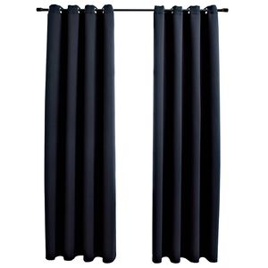 vidaXL Zavjese za zamračivanje s prstenima 2 kom crne 140 x 175 cm