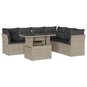 vidaXL 7-dijelni set vrtnih sofa svjetlosivi od poliratana
