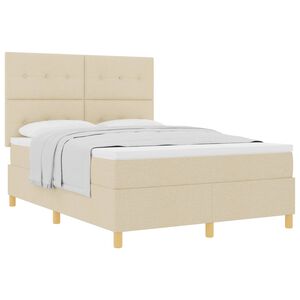 vidaXL Krevet s opruga kutije s uzglavljem Krema 160 x 200 cm tkanina
