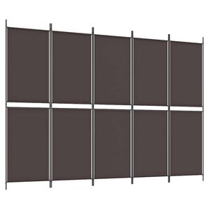 vidaXL Sobna pregrada s 5 panela smeđa 250x180 cm od tkanine
