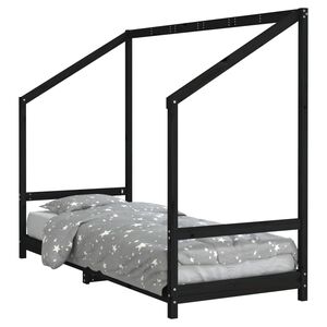 vidaXL Okvir za dječji krevet crni 80 x 200 cm od masivne borovine