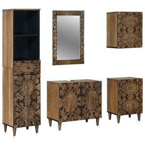 vidaXL Set namje&scaron;taja za kupaonicu 5 kom. Smeđa 62 x 33 x 58 cm