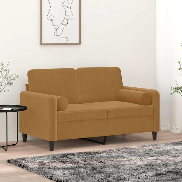 vidaXL Ukrasni jastuci 2 kom smeđi Ø 15 x 50 cm baršunasti