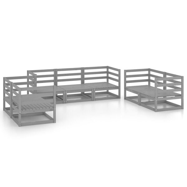 vidaXL 7-dijelna vrtna garnitura od masivne borovine siva