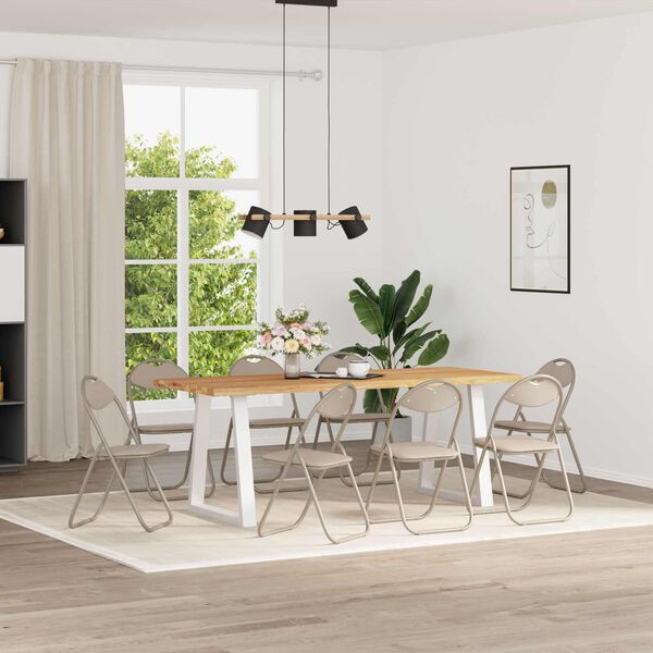 vidaXL Sklopiva stolica 8 pcs Pijesak 48 x 43,5 x 81 cm Lažna koža