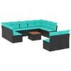 vidaXL 12-dijelni set vrtnih sofa s jastucima poliratan crni
