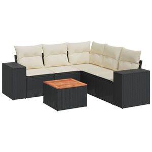vidaXL 6-dijelni set vrtnih sofa s jastucima crni od poliratana