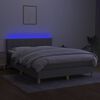 vidaXL Krevet box spring s madracem LED svjetlosivi 140x200 cm tkanina