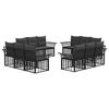 vidaXL Set vanjskih sofa 12 kom. Crna i tamno siva Poliester
