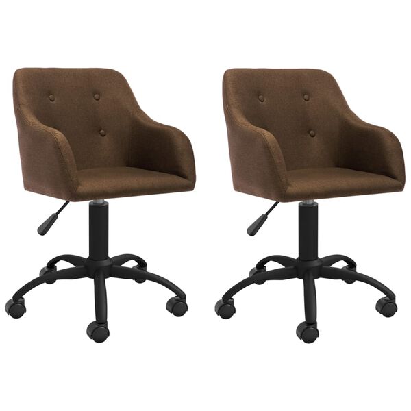 vidaXL Okretne blagovaonske stolice 2 kom smeđe od tkanine