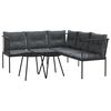 vidaXL Set vrtnih sofa s jastucima crni od čelika i tekstilena