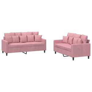 vidaXL 2-dijelni set sofa s jastucima ružičasti bar&scaron;unasti