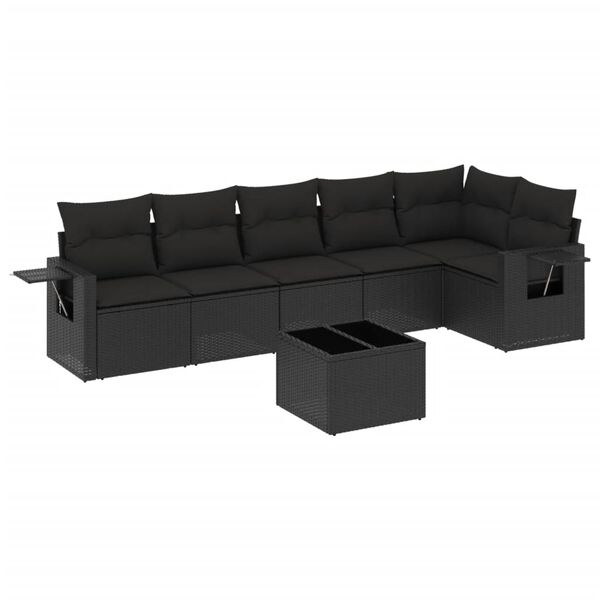 vidaXL 7-dijelni set vrtnih sofa od poliratana s jastucima crni
