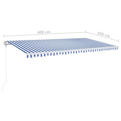 vidaXL Automatska tenda sa senzorom LED 600x350 cm plavo-bijela