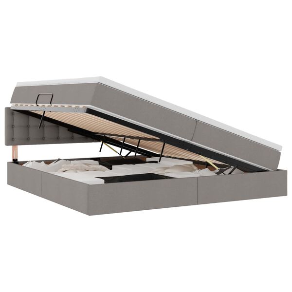 vidaXL Krevet s madracem i skladi&scaron;tem Sivo-smeđa 200 x 200 cm