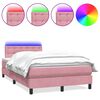 vidaXL Box Spring krevet s madracem i LED ružičasti 120x220 cm samt