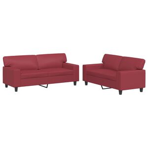 vidaXL 2-dijelni set sofa crvena boja vina od umjetne kože