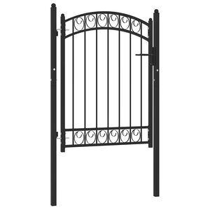 vidaXL Vrata za ogradu EMMEN s lučnim vrhom čelik 100x98,5 cm crna