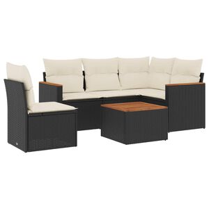 vidaXL 6-dijelni set vrtnih sofa s jastucima crni od poliratana