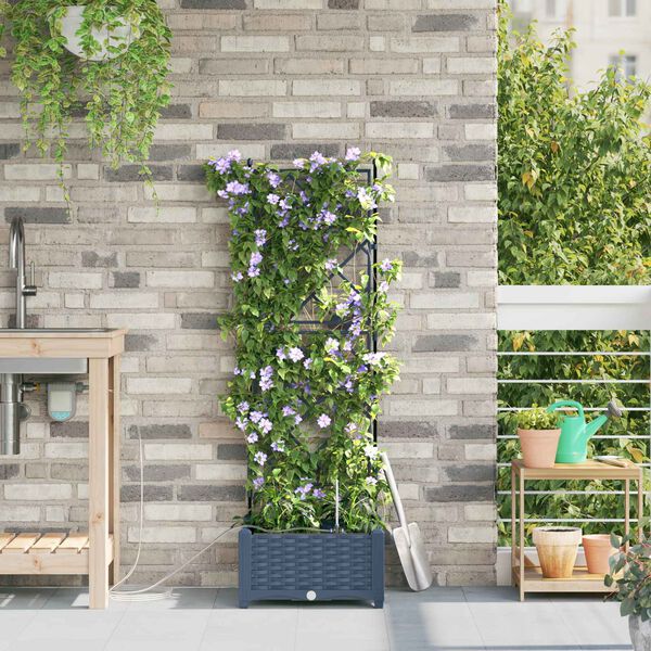 vidaXL Vrtna saksija Sivi 40 x 40 x 126 cm Plastika