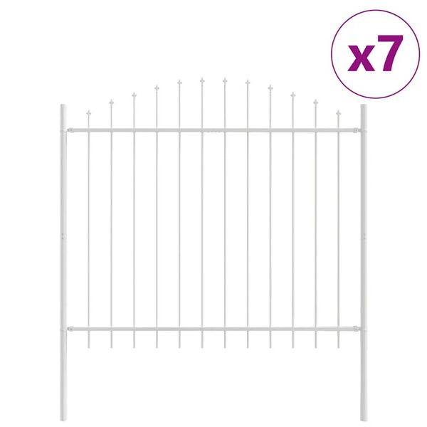 vidaXL Vrtna Ograda 7 pcs Bijelo 170 x 165 cm Čelik s prahom premazan