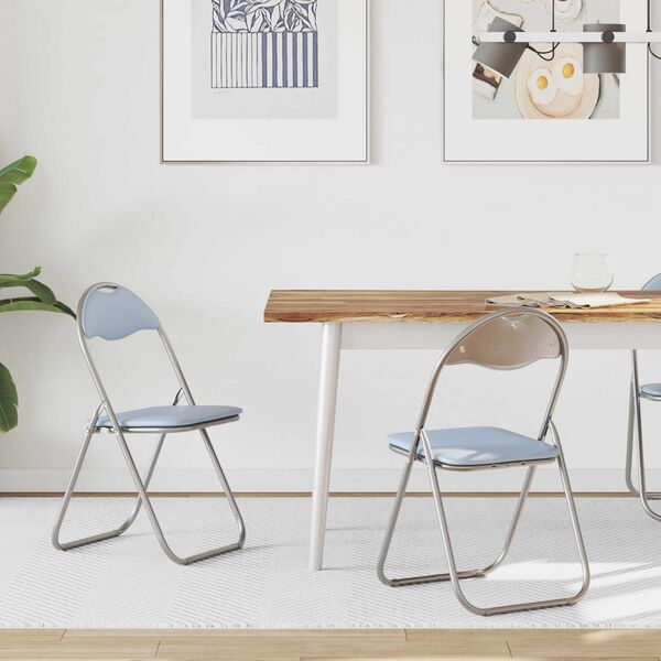 vidaXL Sklopiva stolica 2 pcs Sivi 48 x 43,5 x 81 cm Lažna koža