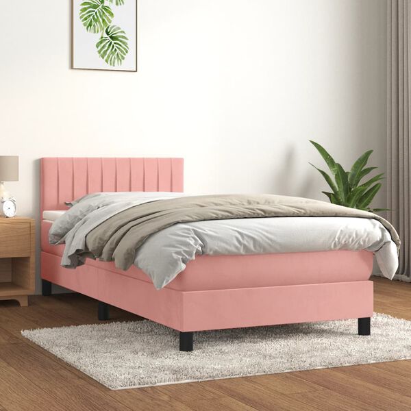 vidaXL Box spring krevet s madracem ružičasti 90x190 cm bar&scaron;unasti