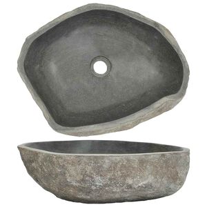 vidaXL Umivaonik od riječnog kamena ovalni (45 - 53) x (34 - 41) cm