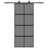 vidaXL Klizna vrata s priborom crna 90 x 205 cm kaljeno staklo