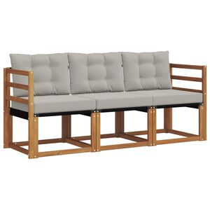 vidaXL Set vanjskih sofa s jastukom 3 pcs Prirodna i svijetlo siva