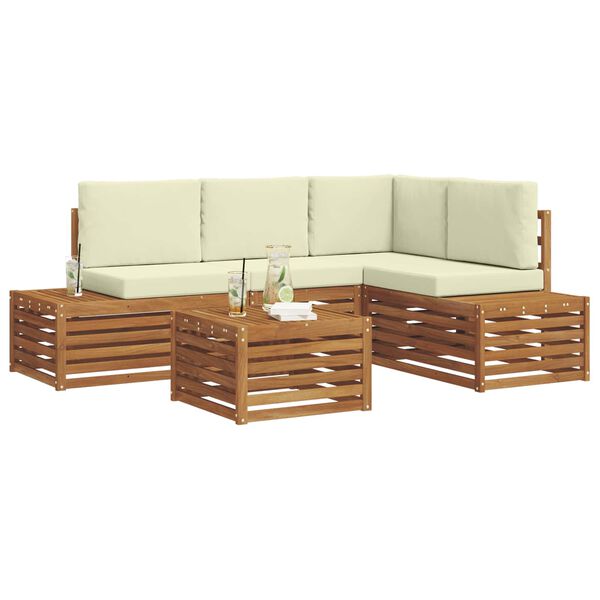 vidaXL Set vanjskih sofa s jastukom 5 Komad Prirodna i krem